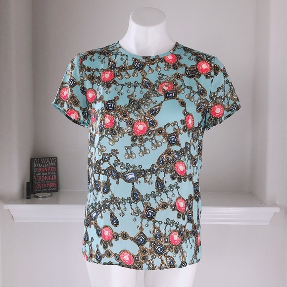 Banana Republic Top Jewel Print Blouse Size S - Picture 6 of 9